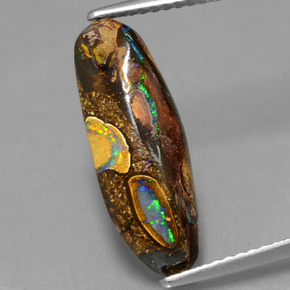 4.26克拉天然多色砾石欧泊，异形，18.4×6.6毫米，不透明