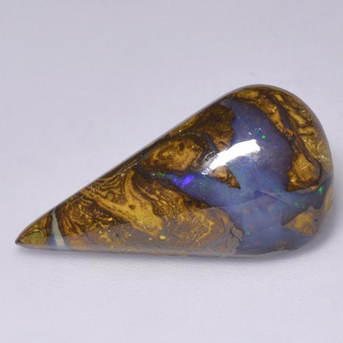 7.06克拉天然多色砾石欧泊，梨形，22.4×11.7毫米，不透明