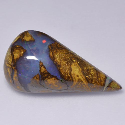 7.06克拉天然多色砾石欧泊，梨形，22.4×11.7毫米，不透明