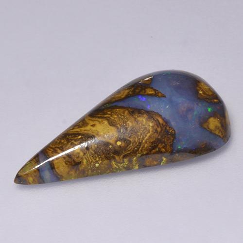 7.06克拉天然多色砾石欧泊，梨形，22.4×11.7毫米，不透明