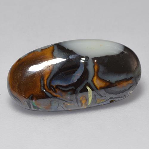 6.31克拉天然多色砾石欧泊，椭圆形切割，19.7×10.1毫米，不透明