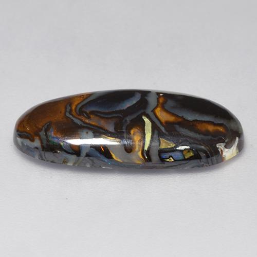 6.31克拉天然多色砾石欧泊，椭圆形切割，19.7×10.1毫米，不透明