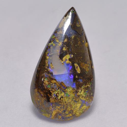 2.84克拉天然多色砾石欧泊，梨形，15.7×9毫米，半透明
