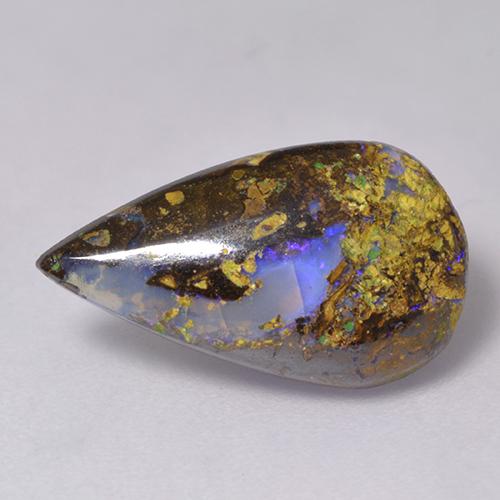 2.84克拉天然多色砾石欧泊，梨形，15.7×9毫米，半透明