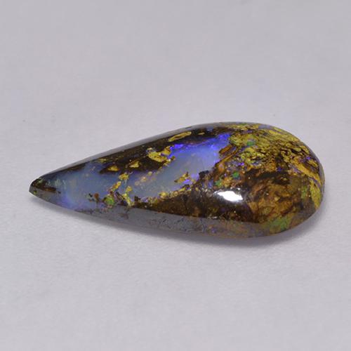 2.84克拉天然多色砾石欧泊，梨形，15.7×9毫米，半透明