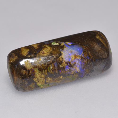9.16克拉天然多色砾石欧泊，垫形剪裁，22.8×9.6毫米，不透明