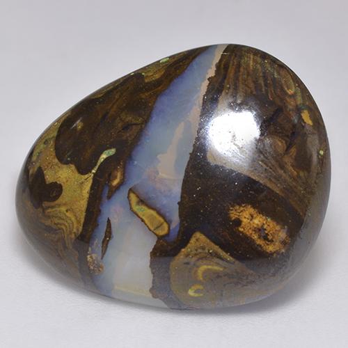 18.81克拉天然多色砾石欧泊，异形，23.4×19.2毫米，半透明
