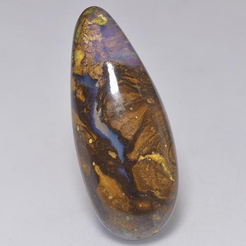 14.32克拉天然多色砾石欧泊，梨形，26.9×10.8毫米，半透明