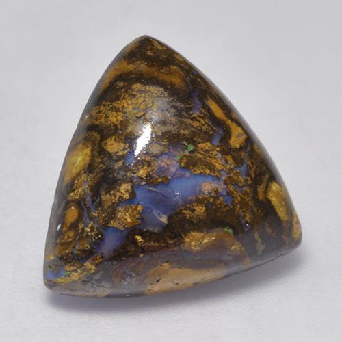 8.22克拉天然多色砾石欧泊，三角形，14.4×14.4毫米，不透明