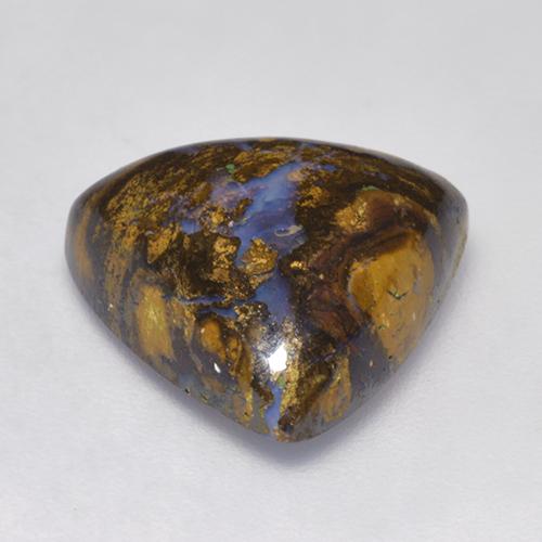 8.22克拉天然多色砾石欧泊，三角形，14.4×14.4毫米，不透明