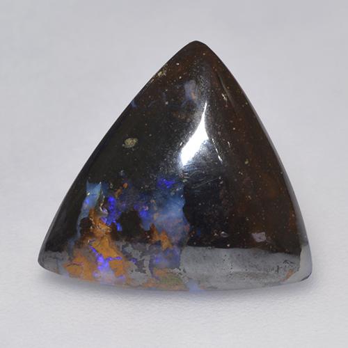 5.14克拉天然多色砾石欧泊，三角形，13.8×13.7毫米，不透明