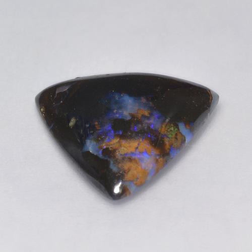 5.14克拉天然多色砾石欧泊，三角形，13.8×13.7毫米，不透明
