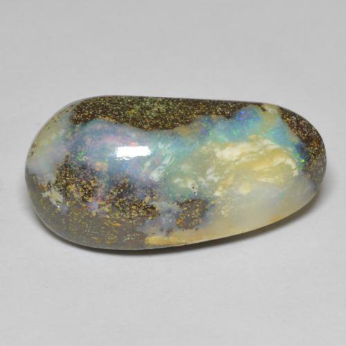 16.91克拉天然多色砾石欧泊，异形，26.5×13.1毫米，不透明
