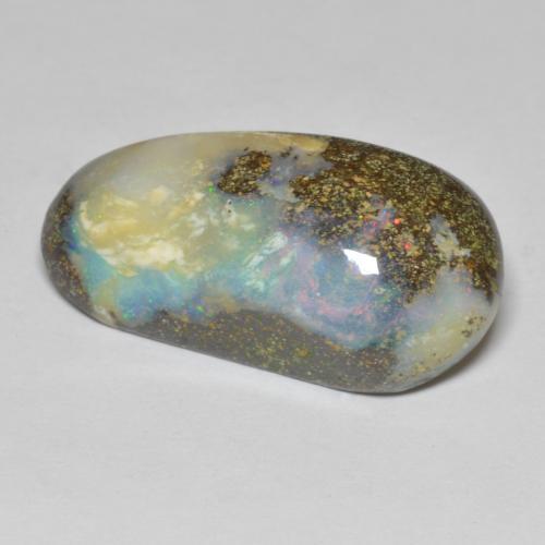 16.91克拉天然多色砾石欧泊，异形，26.5×13.1毫米，不透明