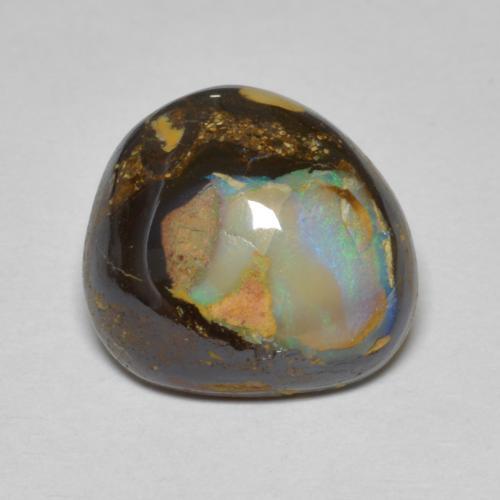 8.07克拉天然多色砾石欧泊，异形，14×13毫米，不透明