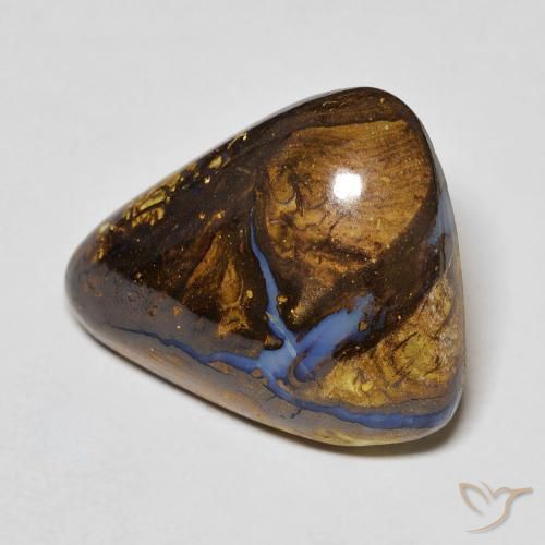 17.24克拉天然多色砾石欧泊，三角形，21.2×17.4毫米，不透明