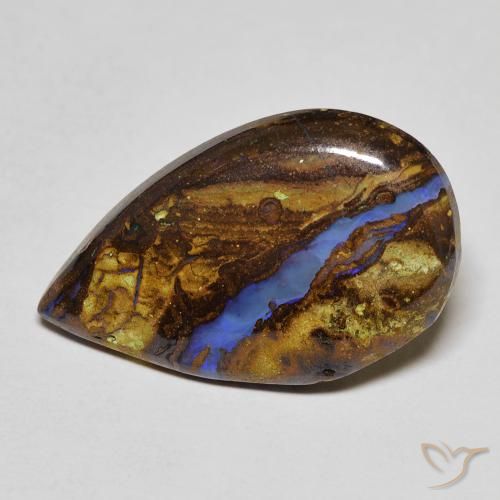 8.11克拉天然多色砾石欧泊，梨形，22.1×13.8毫米，不透明