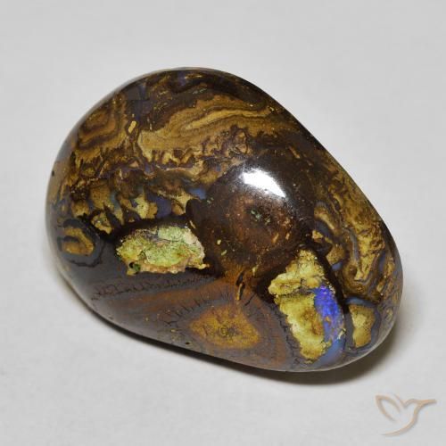 21.59克拉天然多色砾石欧泊，异形，24.1×18.3毫米，不透明