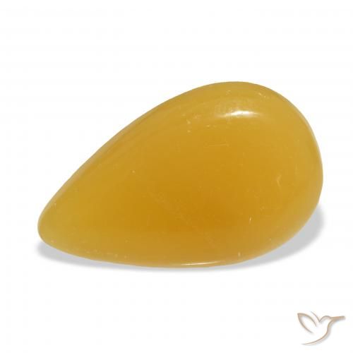 25.69ct 天然 金橙 方解石, 梨形, 半透明