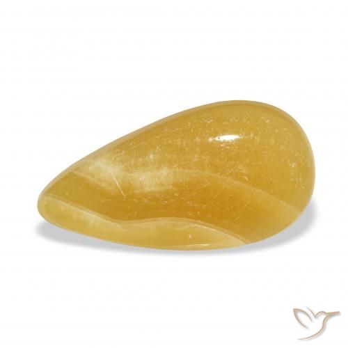 13.68ct 天然 金橙 方解石, 梨形, 半透明