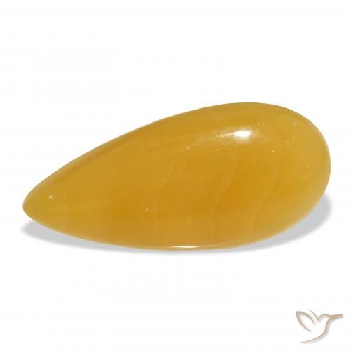 31.92ct 天然 金橙 方解石, 梨形, 半透明