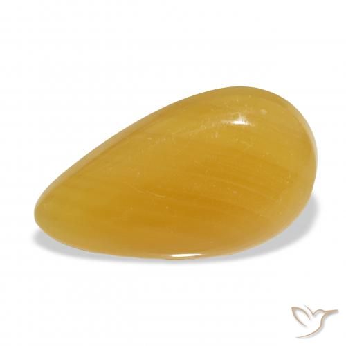 23.92ct 天然 金橙 方解石, 梨形, 半透明