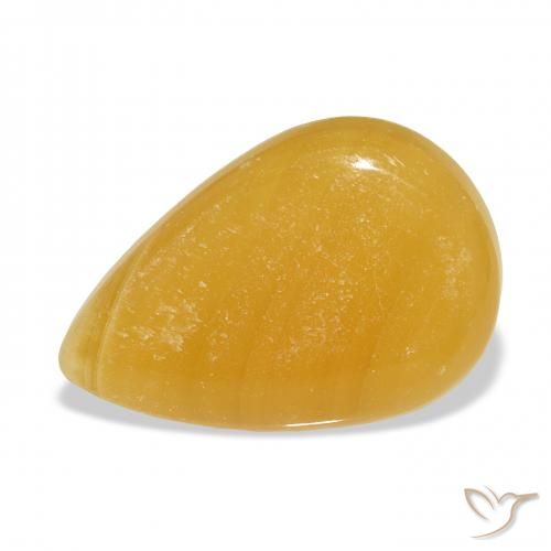 38.52ct 天然 金橙 方解石, 梨形, 半透明