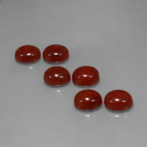 天然红色红玉髓，椭圆形切割，12.1×10.1毫米，半透明