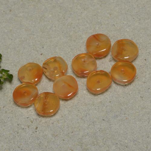 6.08天然橙色红玉髓，异形，6.4×6.1毫米，透明