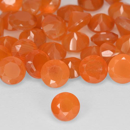 0.25克拉天然红玉髓，圆形的，半透明