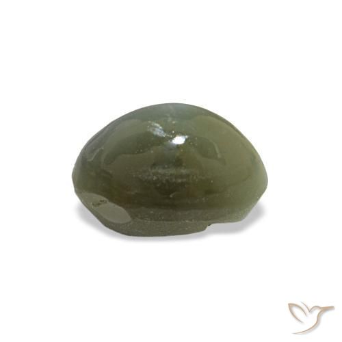 0.59克拉天然绿色Cat's Eye Alexandrite，椭圆形切割，5.2×3.6毫米，不透明