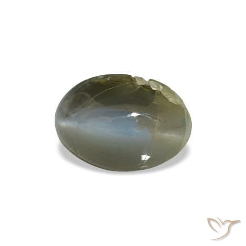 0.51克拉天然绿色Cat's Eye Alexandrite，椭圆形切割，5.5×3.7毫米，不透明