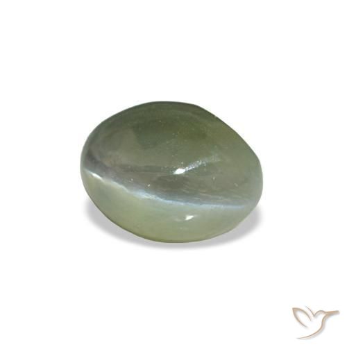 0.54克拉天然绿色Cat's Eye Alexandrite，椭圆形切割，5×3.8毫米，不透明