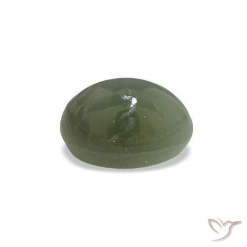 0.54克拉天然绿色Cat's Eye Alexandrite，椭圆形切割，5×3.8毫米，不透明