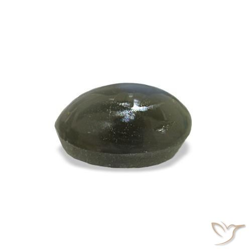 0.54克拉天然绿色Cat's Eye Alexandrite，椭圆形切割，5.3×3.9毫米，不透明