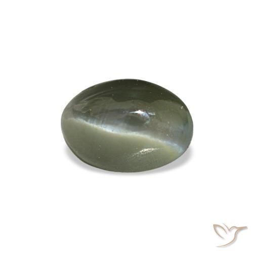 0.49克拉天然绿色Cat's Eye Alexandrite，椭圆形切割，4.9×3.4毫米，不透明