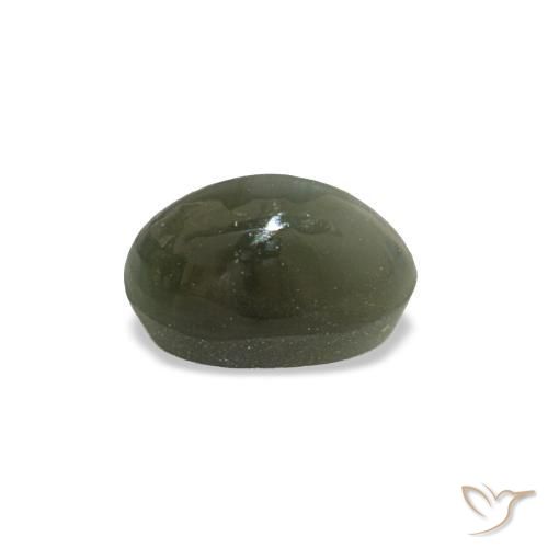 0.49克拉天然绿色Cat's Eye Alexandrite，椭圆形切割，4.9×3.4毫米，不透明