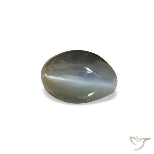 0.52克拉天然绿色Cat's Eye Alexandrite，椭圆形切割，5×3.4毫米，不透明