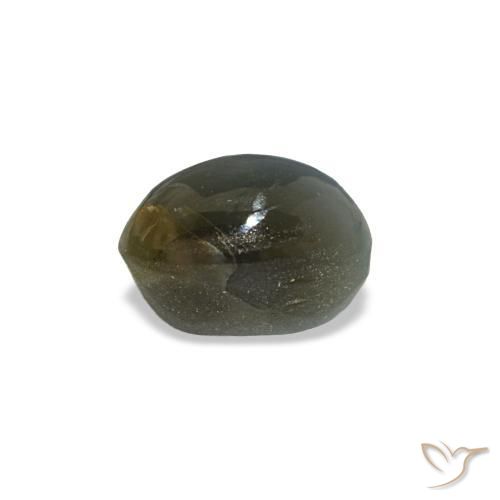 0.52克拉天然绿色Cat's Eye Alexandrite，椭圆形切割，5×3.4毫米，不透明