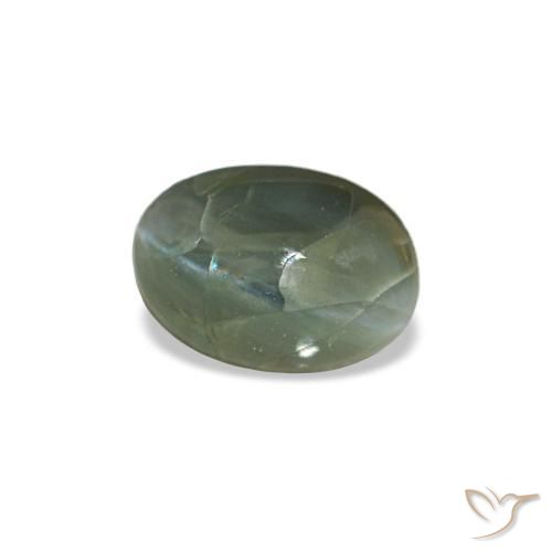 0.44克拉天然绿色Cat's Eye Alexandrite，椭圆形切割，5.2×3.7毫米，不透明