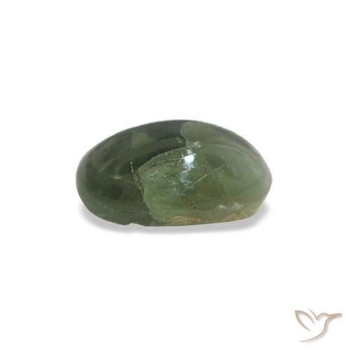 0.44克拉天然绿色Cat's Eye Alexandrite，椭圆形切割，5.2×3.7毫米，不透明
