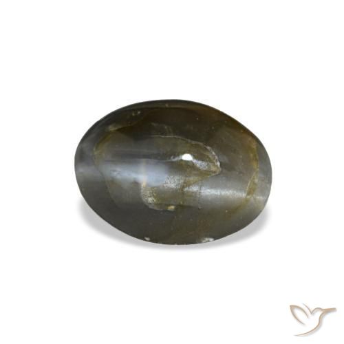 0.48克拉天然灰色Cat's Eye Alexandrite，椭圆形切割，5.6×4.2毫米，不透明