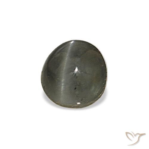 0.80克拉天然灰色Cat's Eye Alexandrite，椭圆形切割，4.9×4.7毫米，不透明
