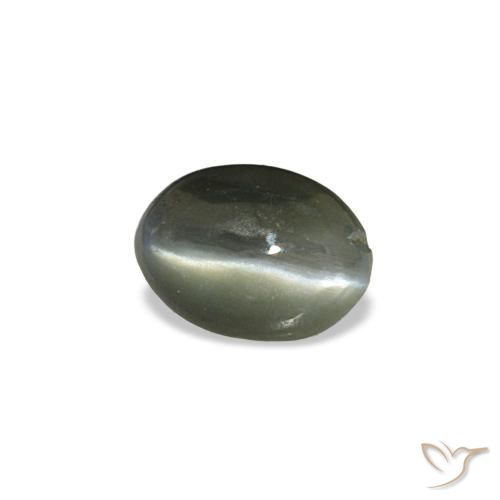 0.39克拉天然灰色Cat's Eye Alexandrite，椭圆形切割，5.1×3.7毫米，不透明