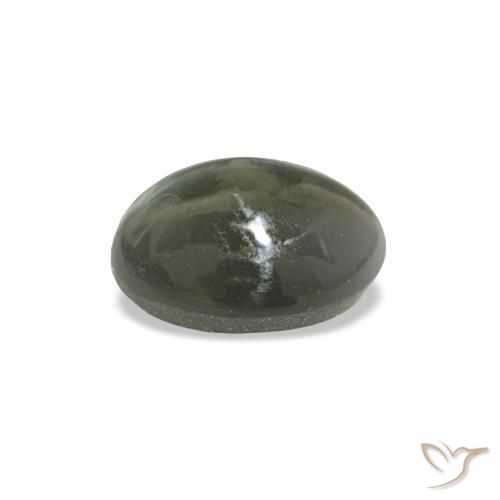 0.64克拉天然灰色Cat's Eye Alexandrite，椭圆形切割，5.4×4.3毫米，不透明
