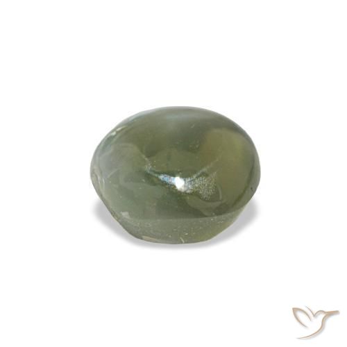0.60克拉天然绿色Cat's Eye Alexandrite，椭圆形切割，4.8×4.5毫米，不透明