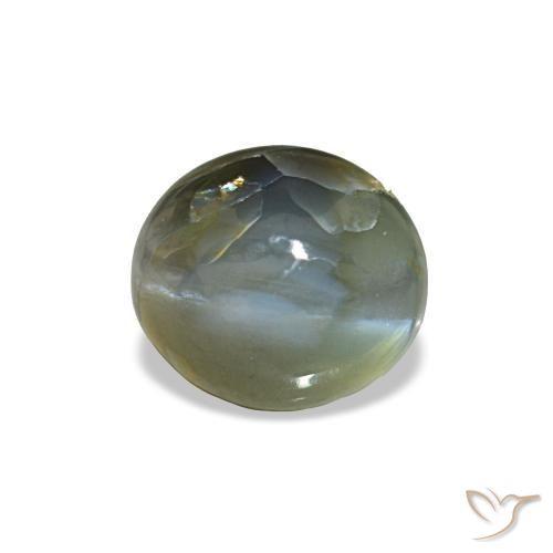 0.79克拉天然灰色Cat's Eye Alexandrite，椭圆形切割，5.3×4.7毫米，不透明