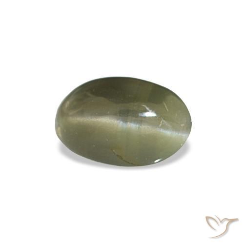 0.34克拉天然绿色Cat's Eye Alexandrite，椭圆形切割，5.4×3.5毫米，不透明