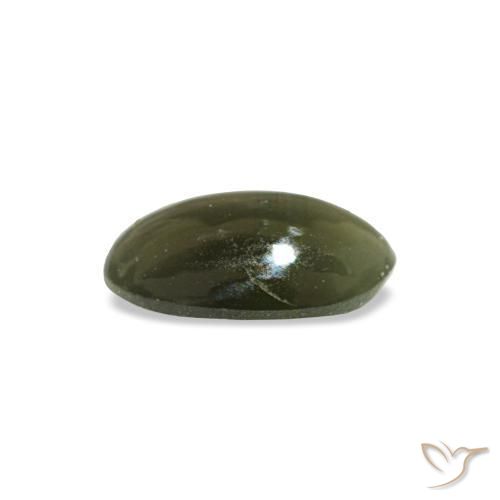 0.34克拉天然绿色Cat's Eye Alexandrite，椭圆形切割，5.4×3.5毫米，不透明