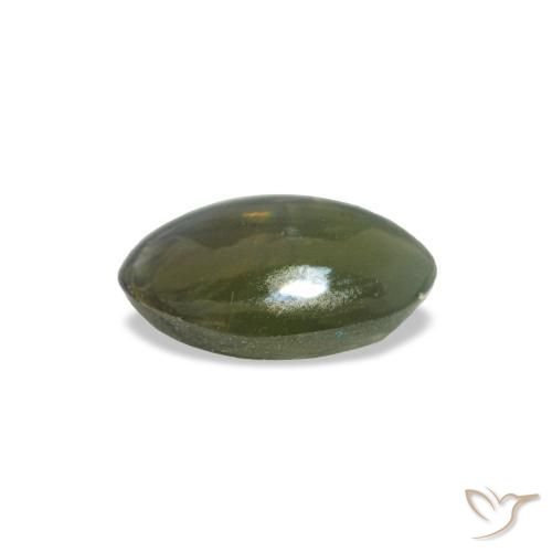 0.38克拉天然绿色Cat's Eye Alexandrite，椭圆形切割，5.3×3.7毫米，不透明